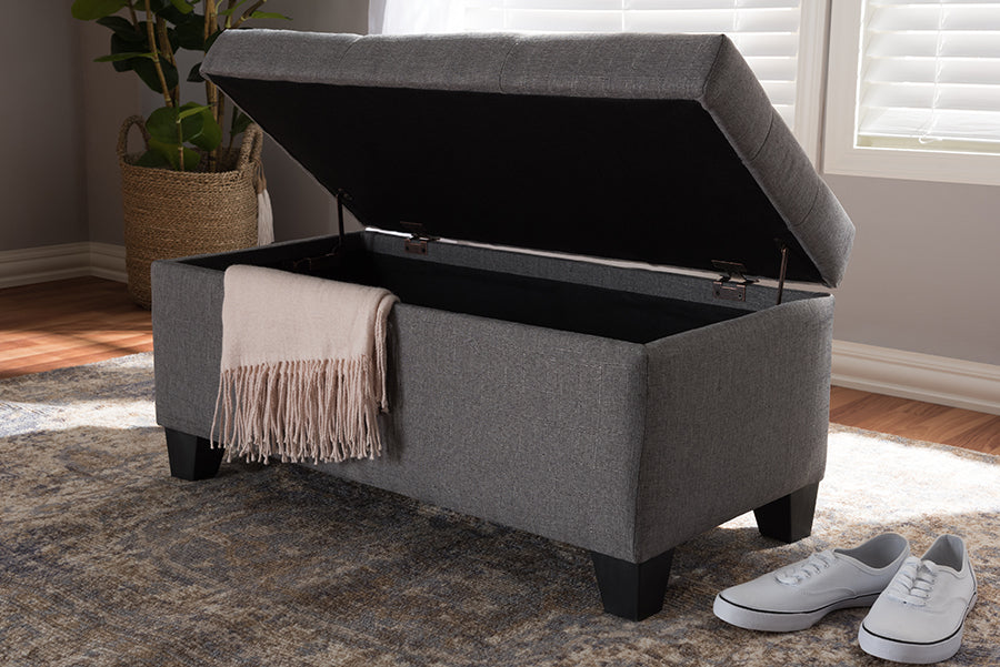 Baxton Studio Michaela Modern and Contemporary Grey Fabric Upholstered Storage Ottoman | Modishstore | Ottomans