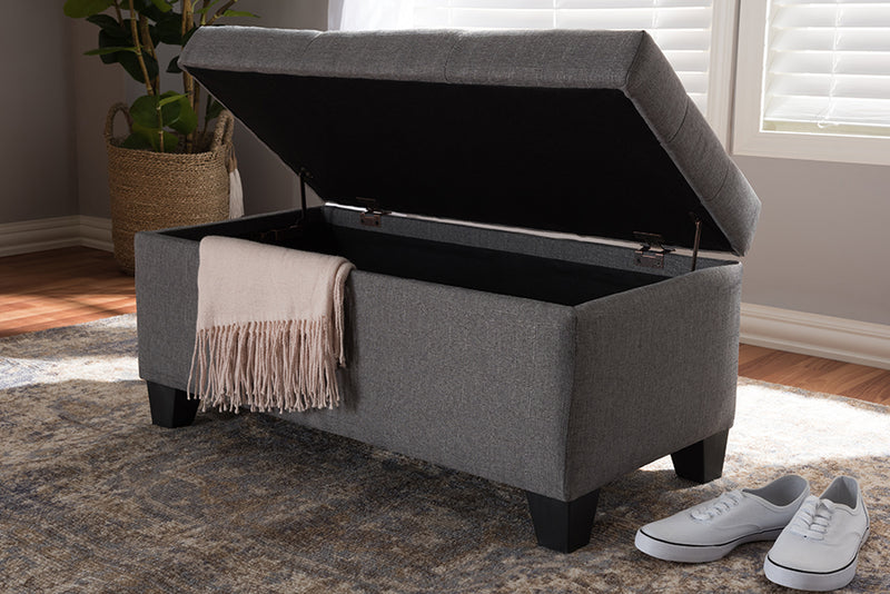 Baxton Studio Michaela Modern and Contemporary Grey Fabric Upholstered Storage Ottoman | Modishstore | Ottomans