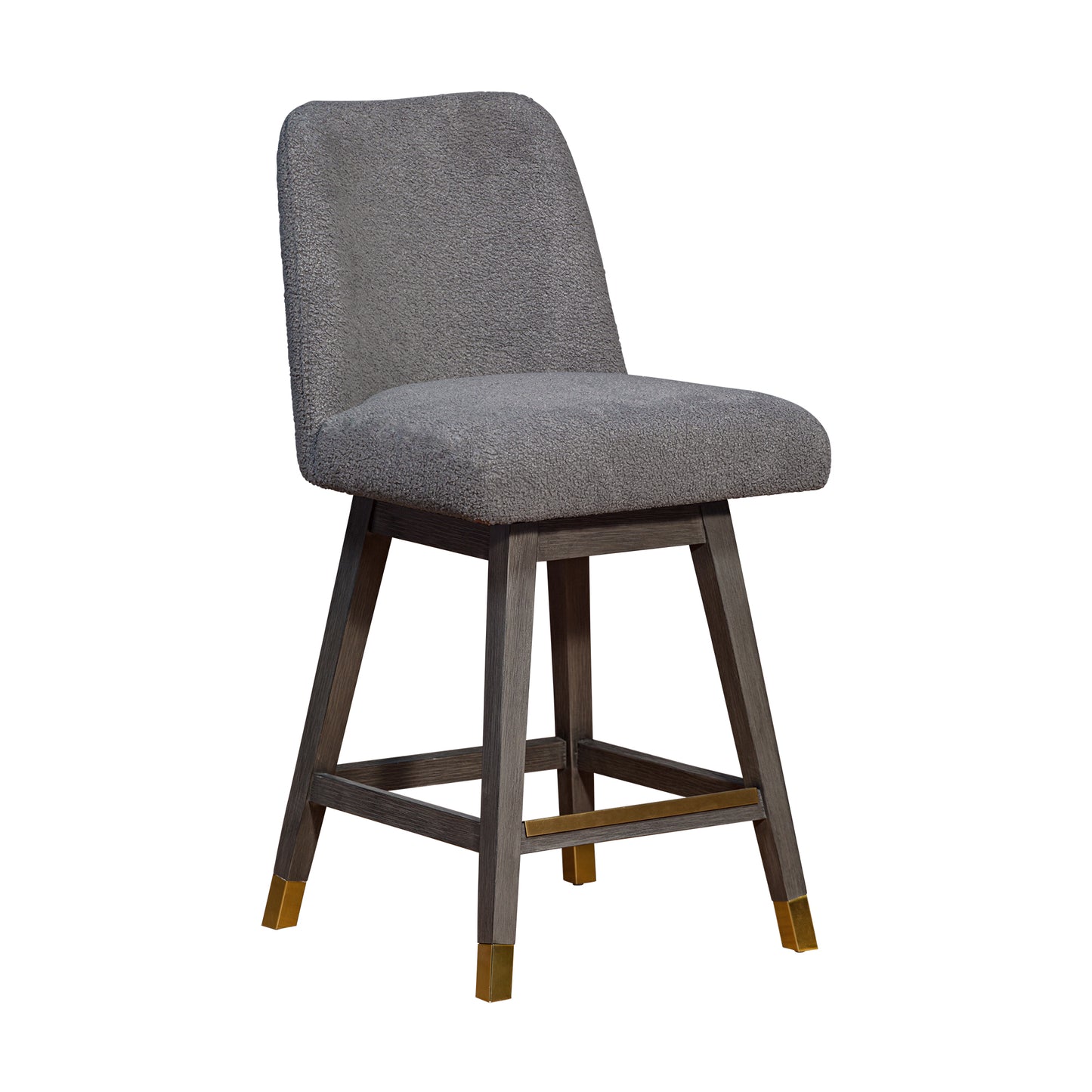 Amalie Swivel Counter Stool in Grey Oak Wood Finish with Grey Boucle Fabric By Armen Living | Counter Stools | Modishstore - 2