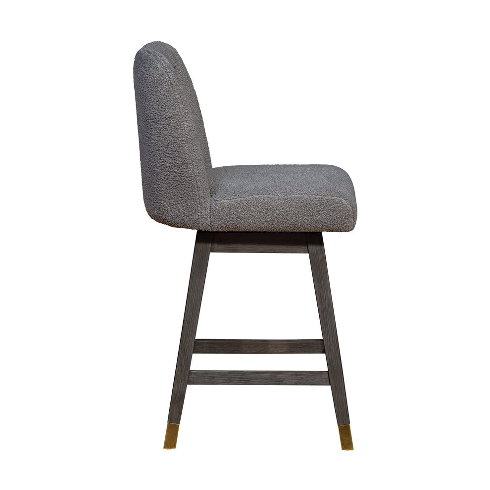 Amalie Swivel Counter Stool in Grey Oak Wood Finish with Grey Boucle Fabric By Armen Living | Counter Stools | Modishstore - 5