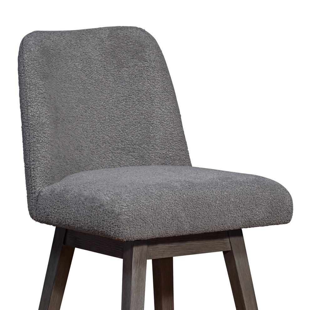 Amalie Swivel Counter Stool in Grey Oak Wood Finish with Grey Boucle Fabric By Armen Living | Counter Stools | Modishstore - 7