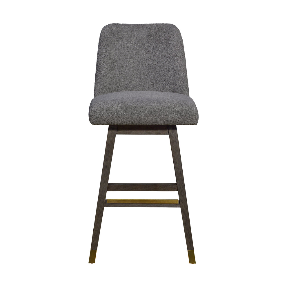 Amalie Swivel Bar Stool in Grey Oak Wood Finish with Grey Boucle Fabric By Armen Living | Bar Stools | Modishstore - 4