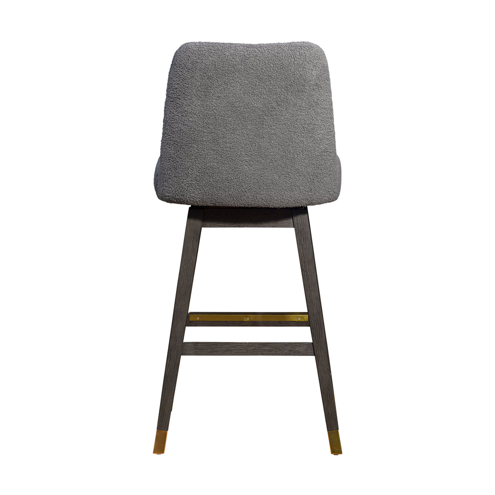 Amalie Swivel Bar Stool in Grey Oak Wood Finish with Grey Boucle Fabric By Armen Living | Bar Stools | Modishstore - 6