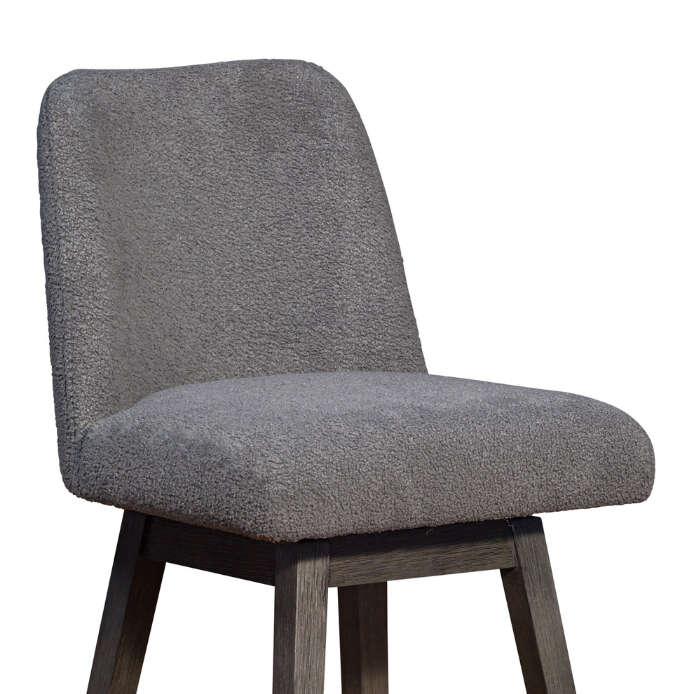 Amalie Swivel Bar Stool in Grey Oak Wood Finish with Grey Boucle Fabric By Armen Living | Bar Stools | Modishstore - 7