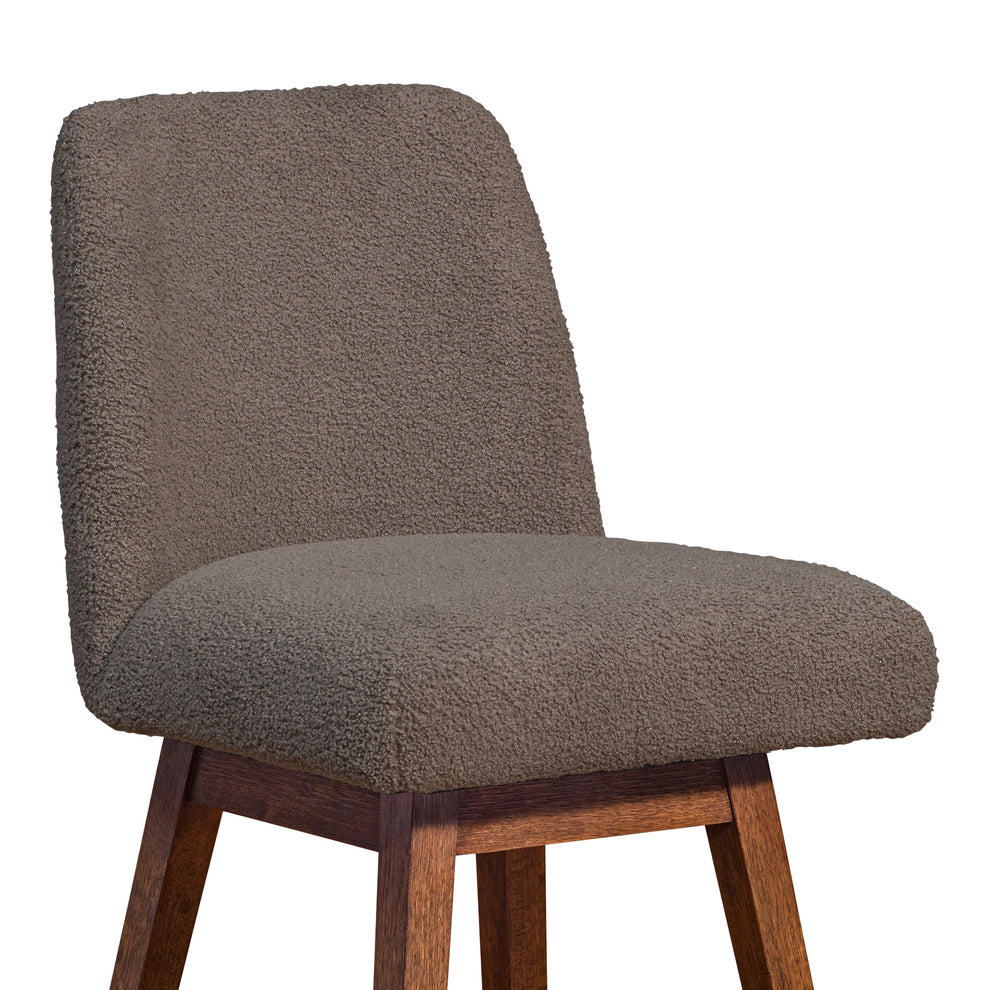Amalie Swivel Counter Stool in Brown Oak Wood Finish with Taupe Boucle Fabric By Armen Living | Counter Stools | Modishstore - 7