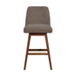 Amalie Swivel Bar Stool in Brown Oak Wood Finish with Taupe Boucle Fabric By Armen Living | Bar Stools | Modishstore - 4