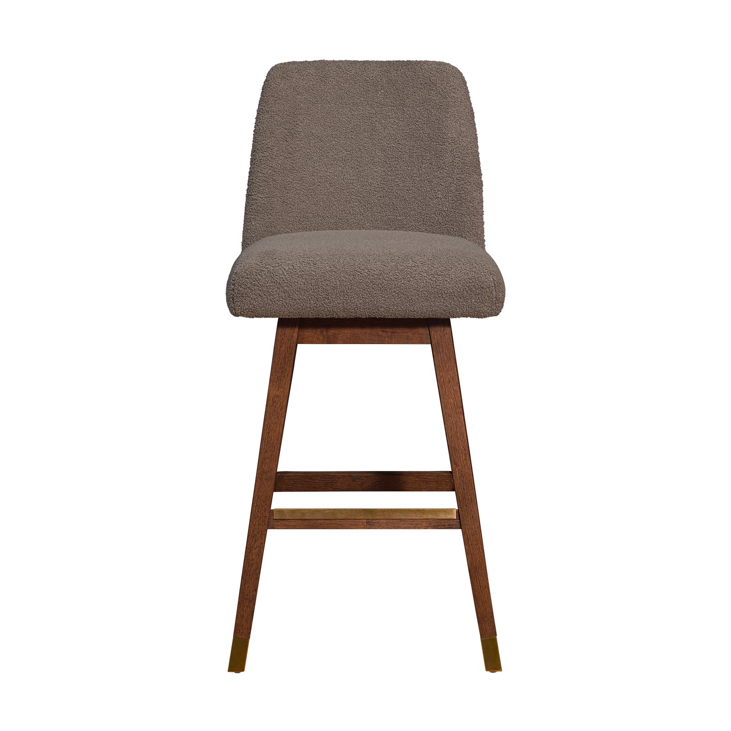 Amalie Swivel Bar Stool in Brown Oak Wood Finish with Taupe Boucle Fabric By Armen Living | Bar Stools | Modishstore - 4