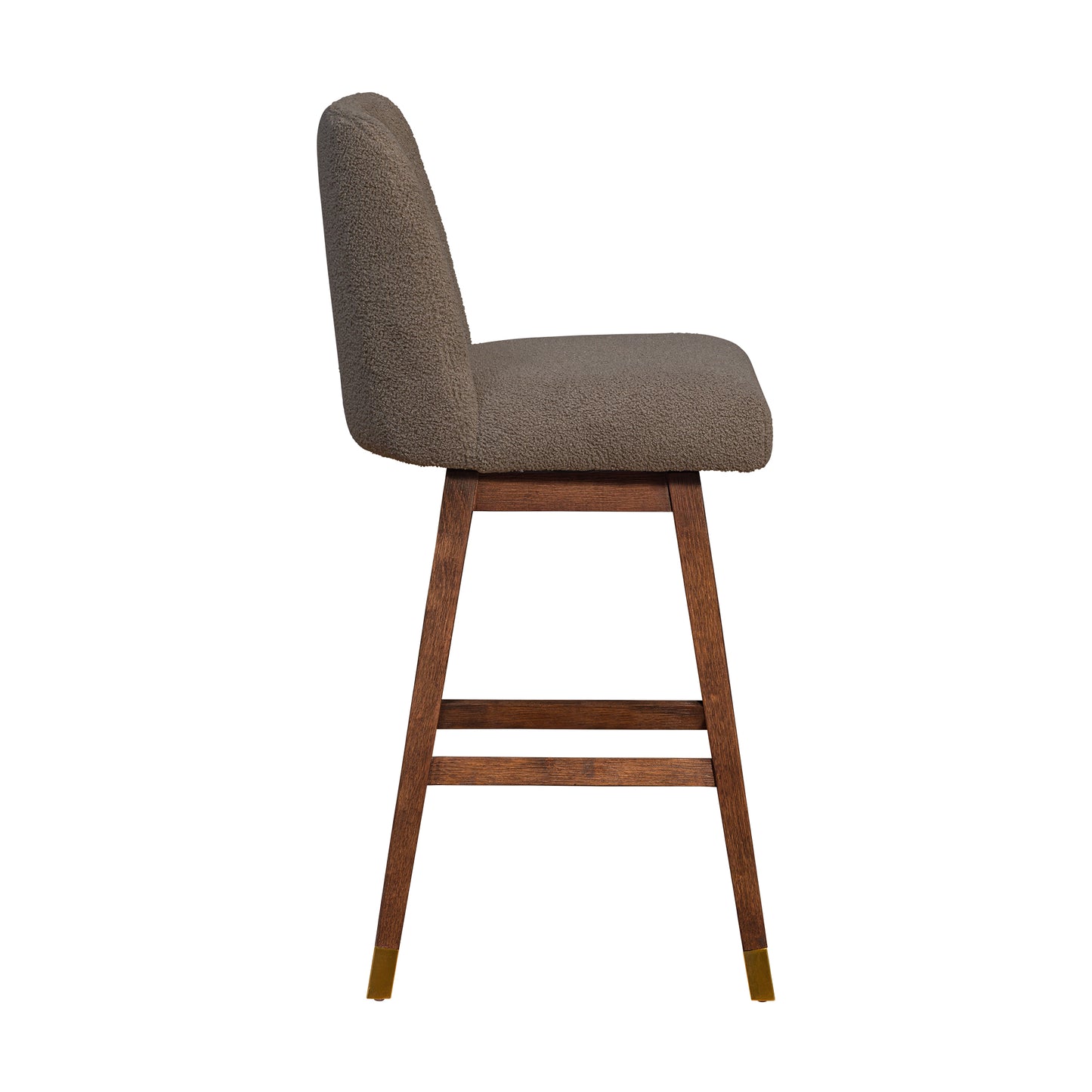 Amalie Swivel Bar Stool in Brown Oak Wood Finish with Taupe Boucle Fabric By Armen Living | Bar Stools | Modishstore - 5