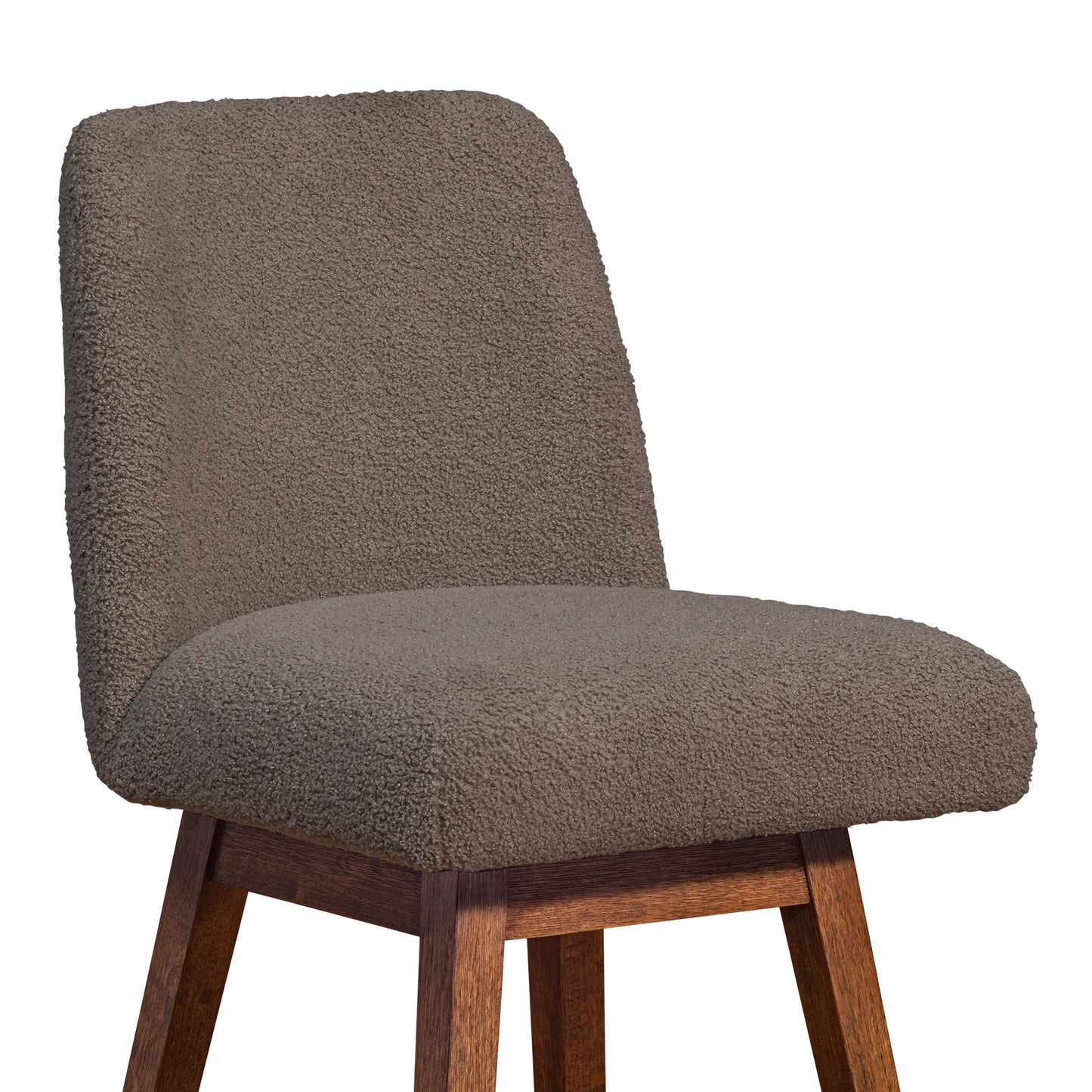 Amalie Swivel Bar Stool in Brown Oak Wood Finish with Taupe Boucle Fabric By Armen Living | Bar Stools | Modishstore - 7