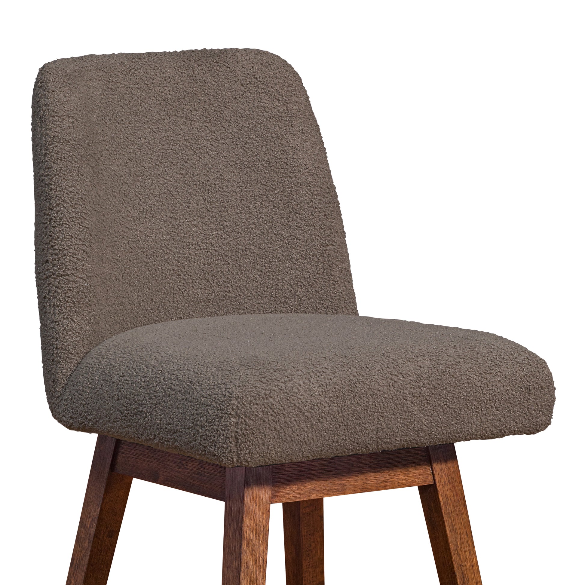 Amalie Swivel Bar Stool in Brown Oak Wood Finish with Taupe Boucle Fabric By Armen Living | Bar Stools | Modishstore - 7