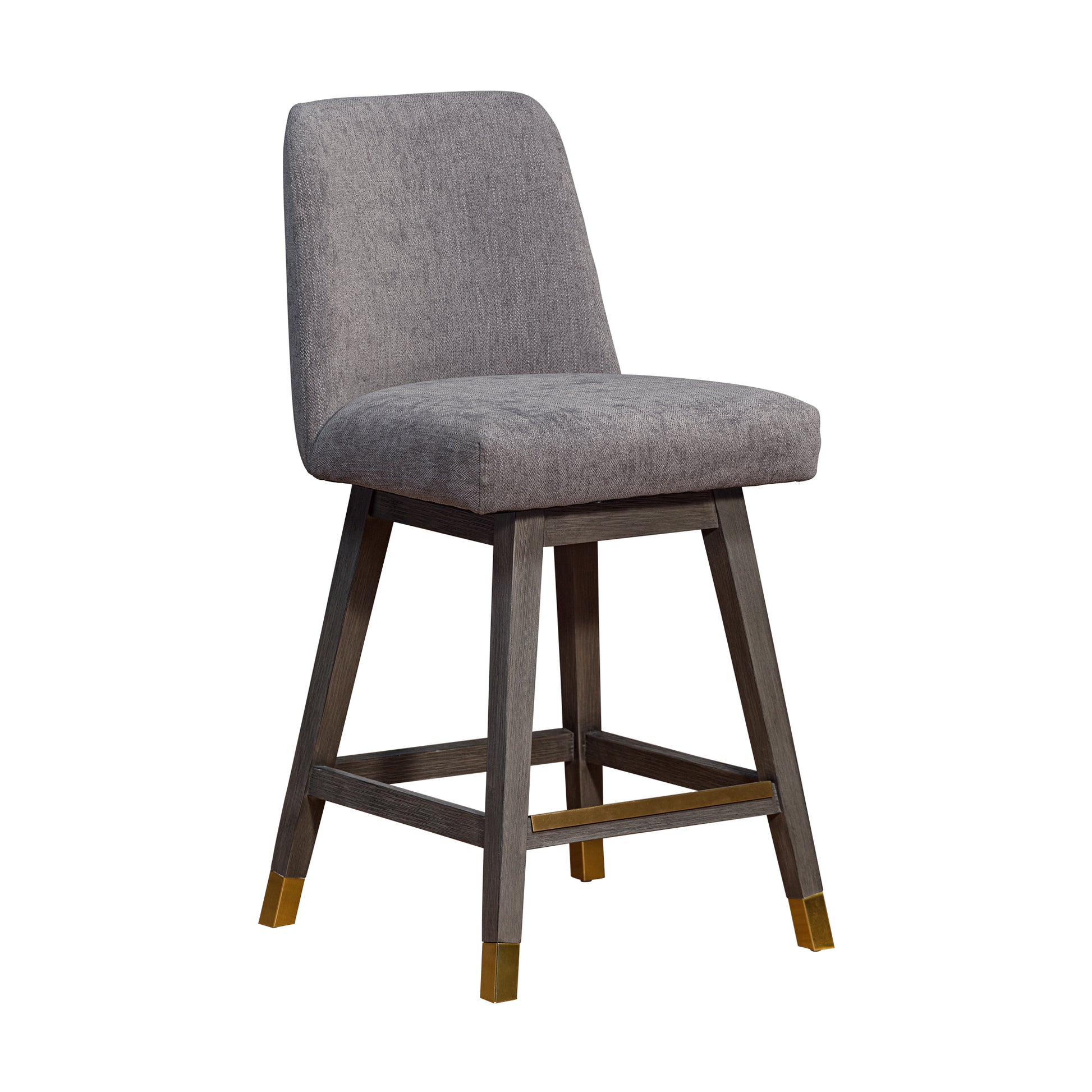 Amalie Swivel Counter Stool in Grey Oak Wood Finish with Mocha Fabric By Armen Living | Counter Stools | Modishstore - 2