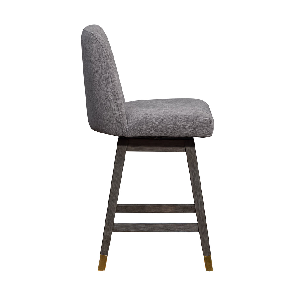 Amalie Swivel Counter Stool in Grey Oak Wood Finish with Mocha Fabric By Armen Living | Counter Stools | Modishstore - 5
