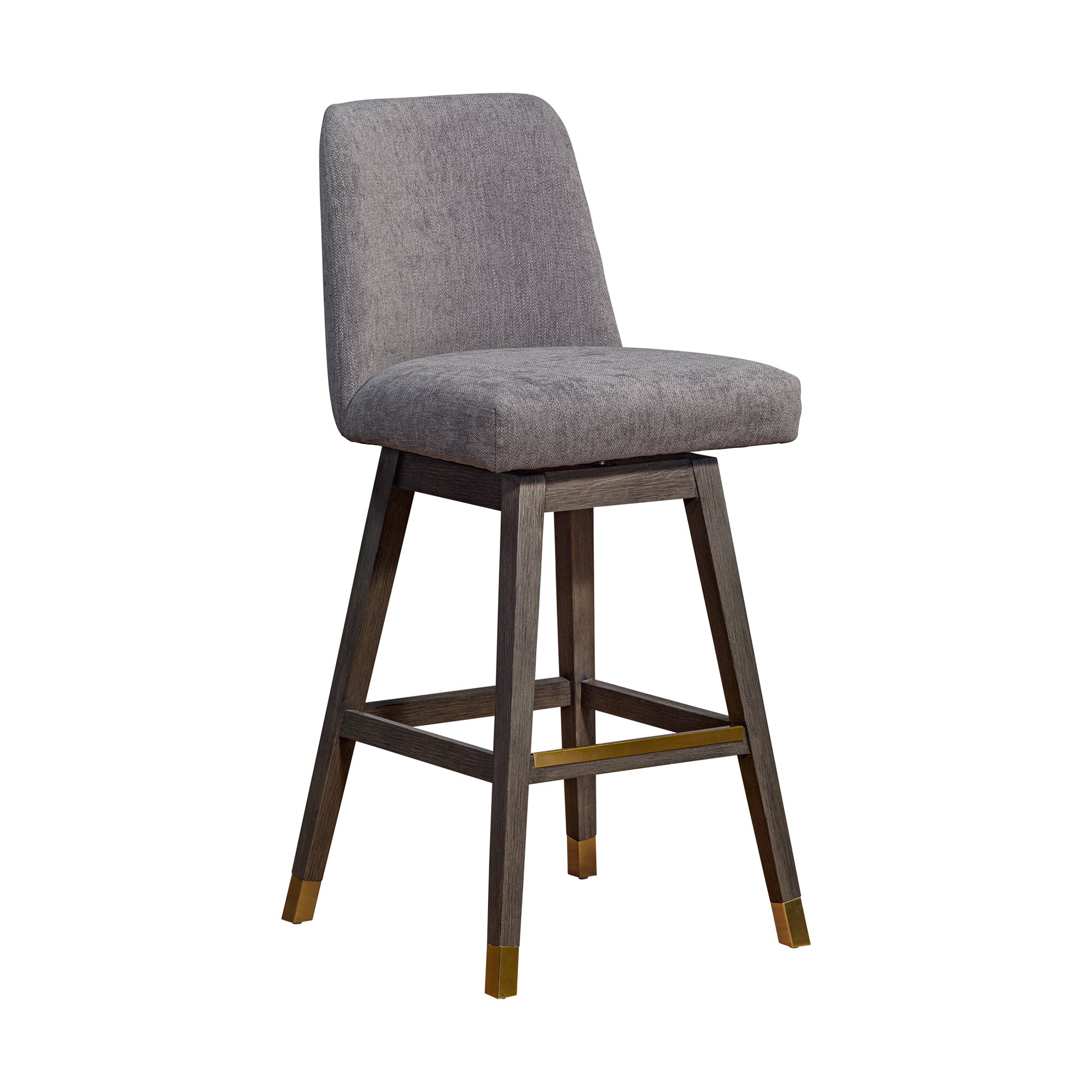 Amalie Swivel Bar Stool in Grey Oak Wood Finish with Mocha Fabric By Armen Living | Bar Stools | Modishstore - 2