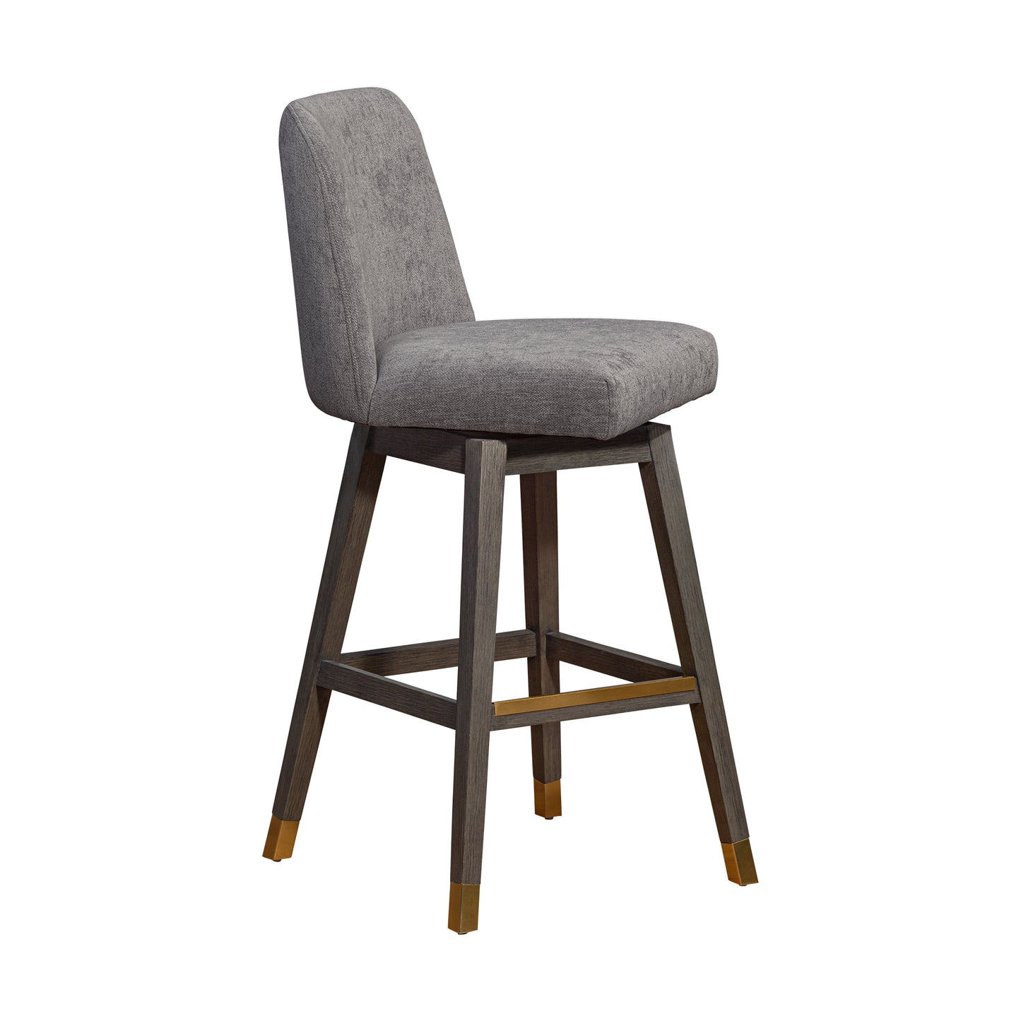 Amalie Swivel Bar Stool in Grey Oak Wood Finish with Mocha Fabric By Armen Living | Bar Stools | Modishstore - 3