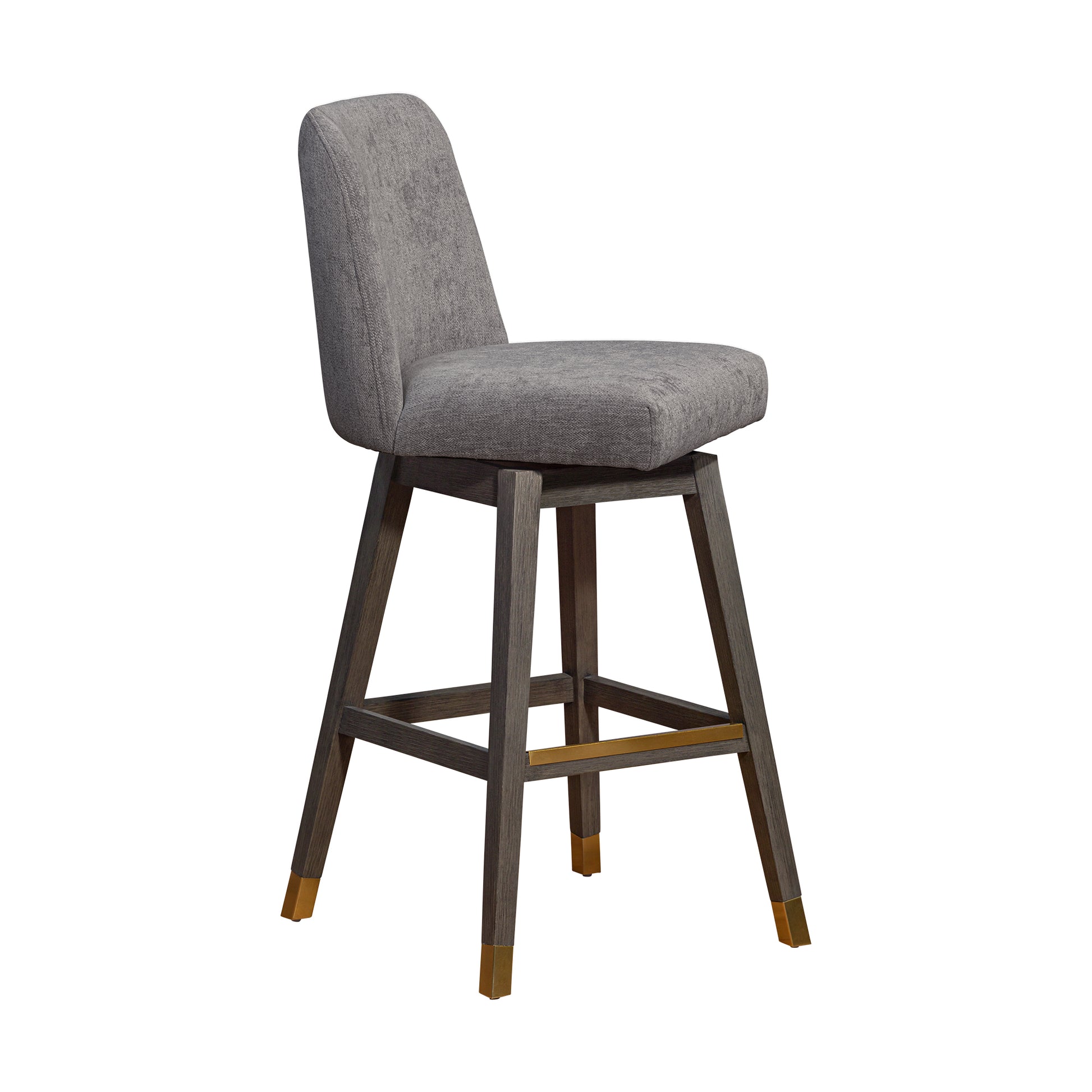 Amalie Swivel Bar Stool in Grey Oak Wood Finish with Mocha Fabric By Armen Living | Bar Stools | Modishstore - 3