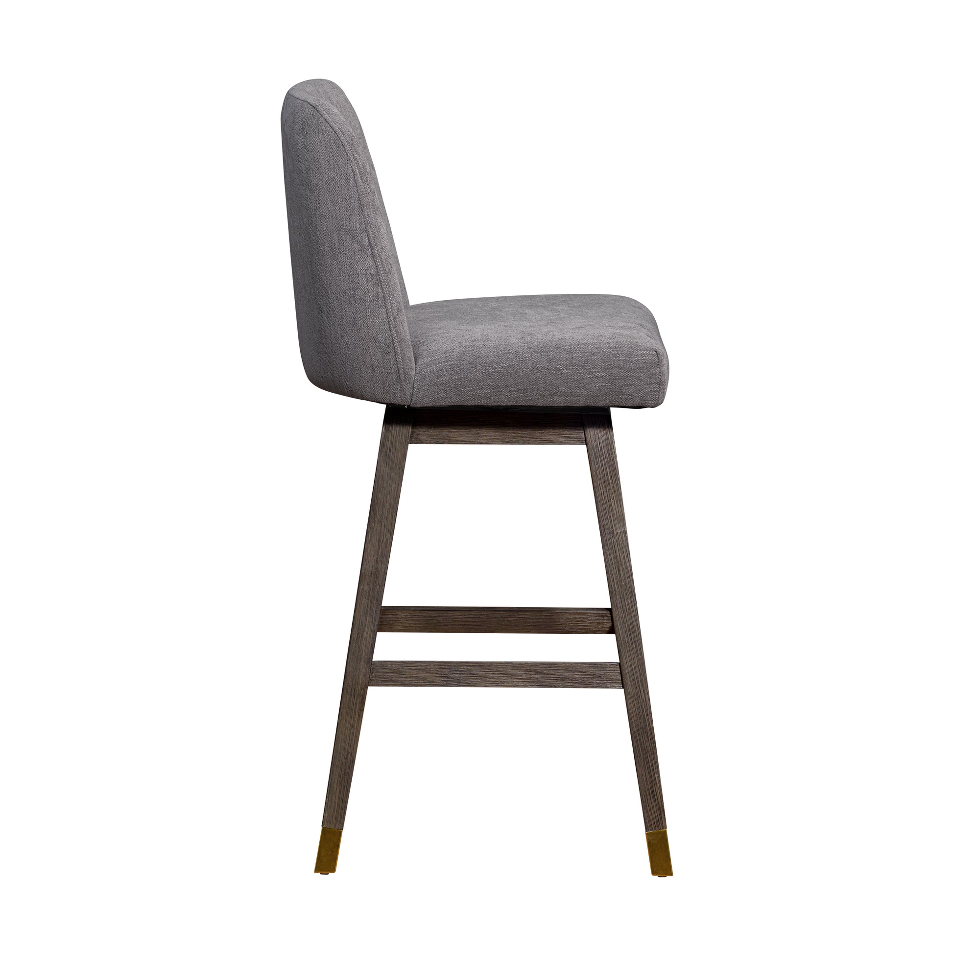 Amalie Swivel Bar Stool in Grey Oak Wood Finish with Mocha Fabric By Armen Living | Bar Stools | Modishstore - 5