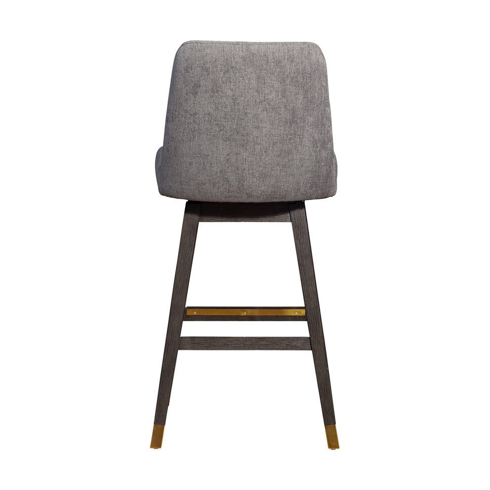 Amalie Swivel Bar Stool in Grey Oak Wood Finish with Mocha Fabric By Armen Living | Bar Stools | Modishstore - 6