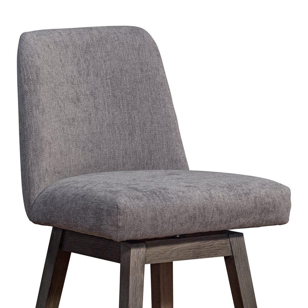 Amalie Swivel Bar Stool in Grey Oak Wood Finish with Mocha Fabric By Armen Living | Bar Stools | Modishstore - 7