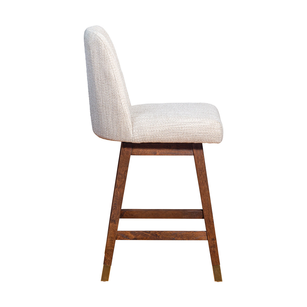 Amalie Swivel Counter Stool in Brown Oak Wood Finish with Beige Fabric By Armen Living | Counter Stools | Modishstore - 5