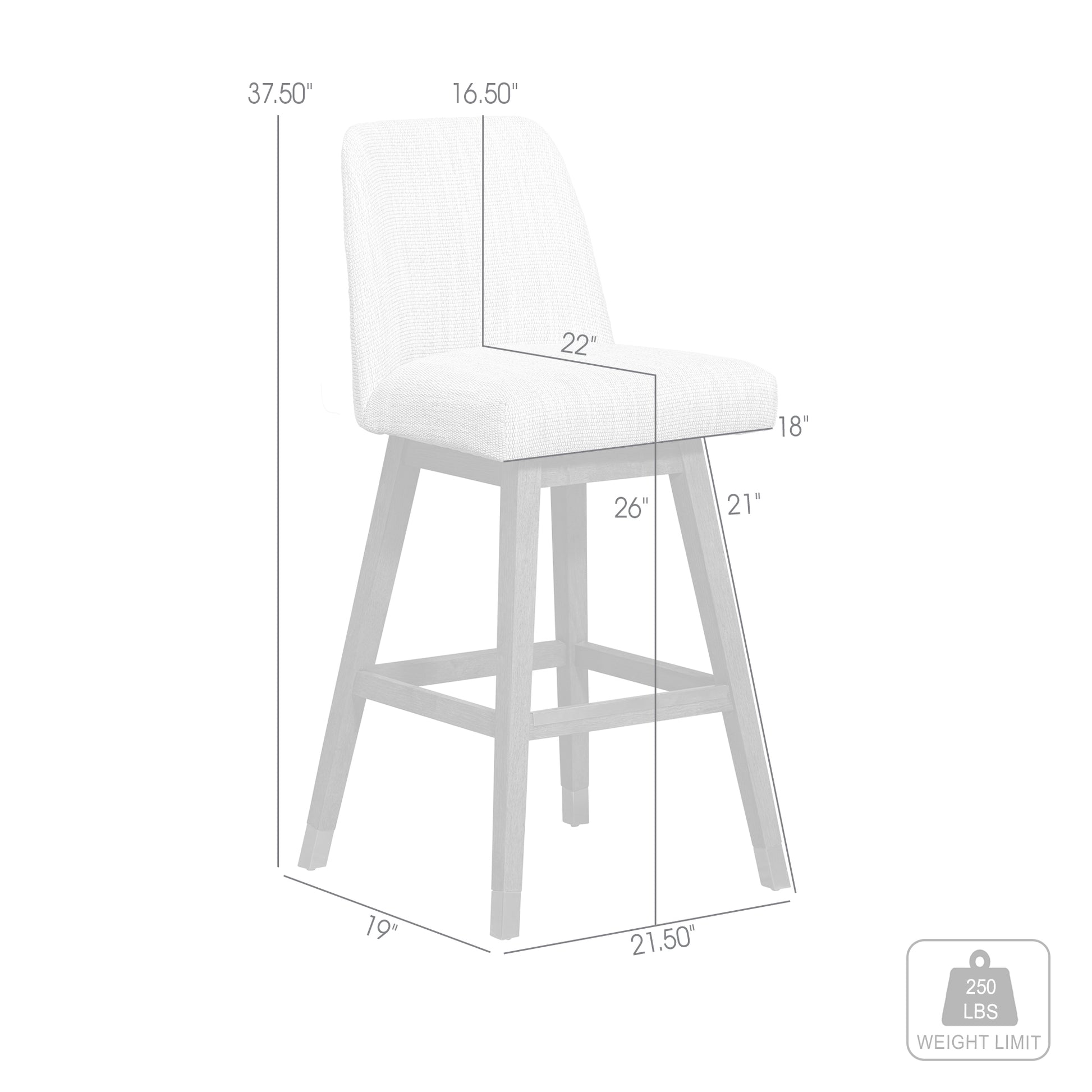 Amalie Swivel Counter Stool in Brown Oak Wood Finish with Beige Fabric By Armen Living | Counter Stools | Modishstore - 9