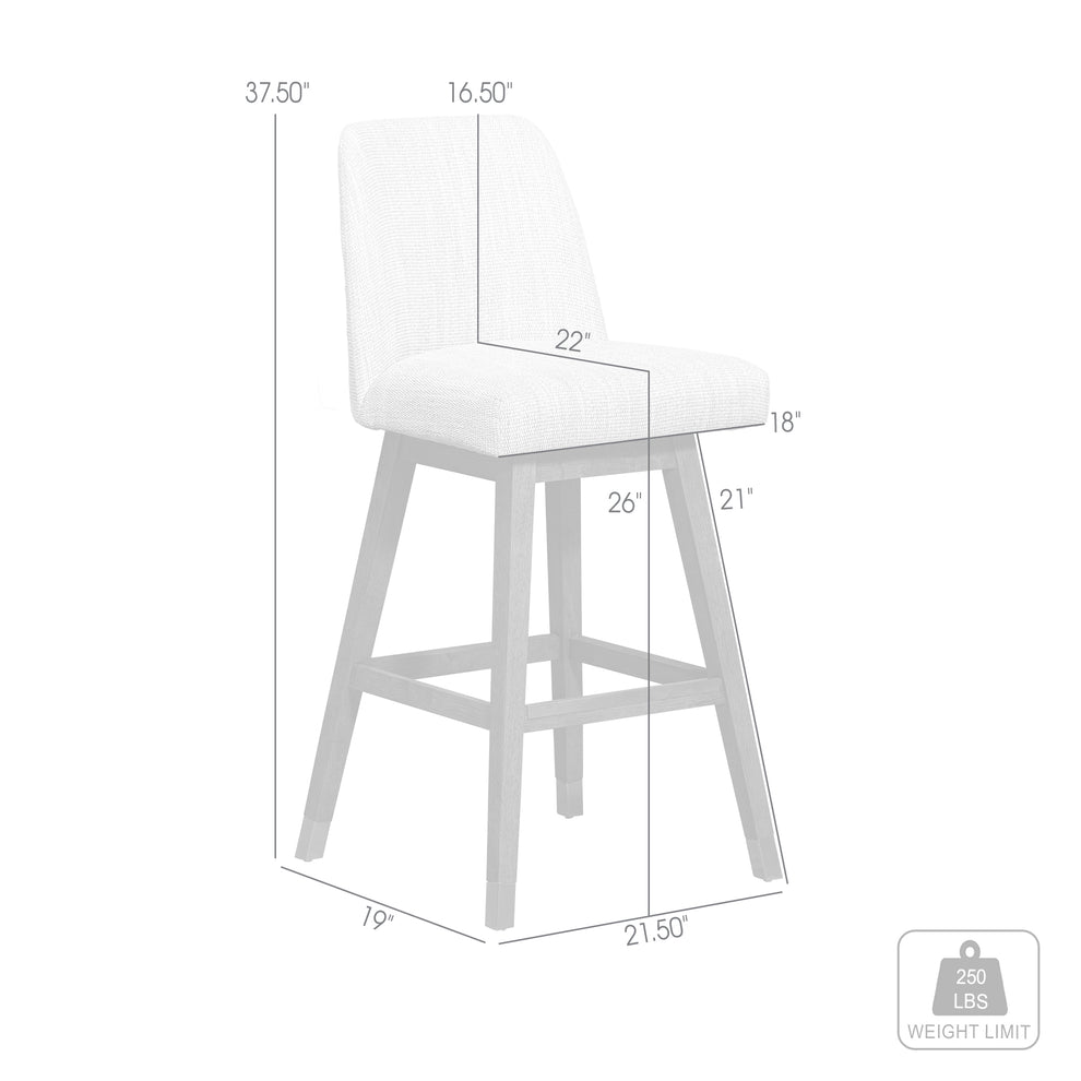 Amalie Swivel Counter Stool in Brown Oak Wood Finish with Beige Fabric By Armen Living | Counter Stools | Modishstore - 9
