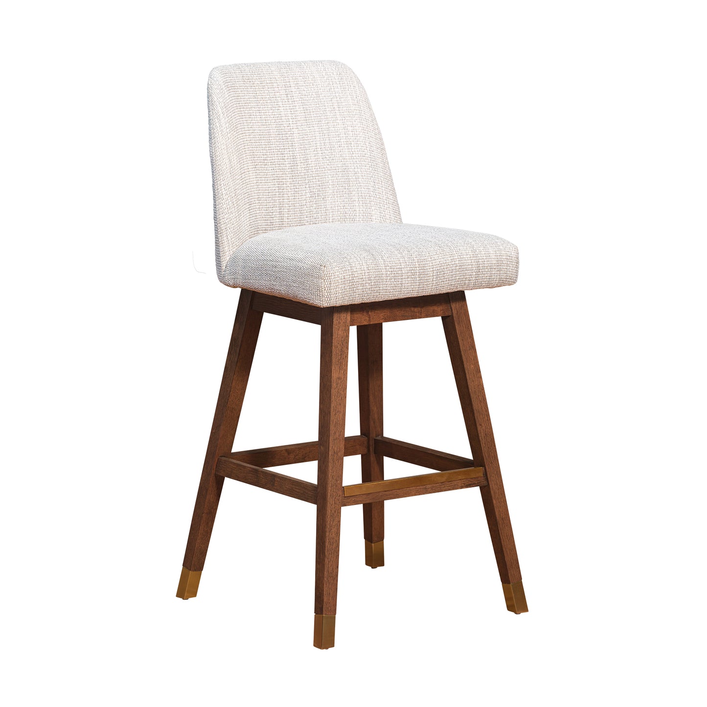 Amalie Swivel Bar Stool in Brown Oak Wood Finish with Beige Fabric By Armen Living | Bar Stools | Modishstore - 2