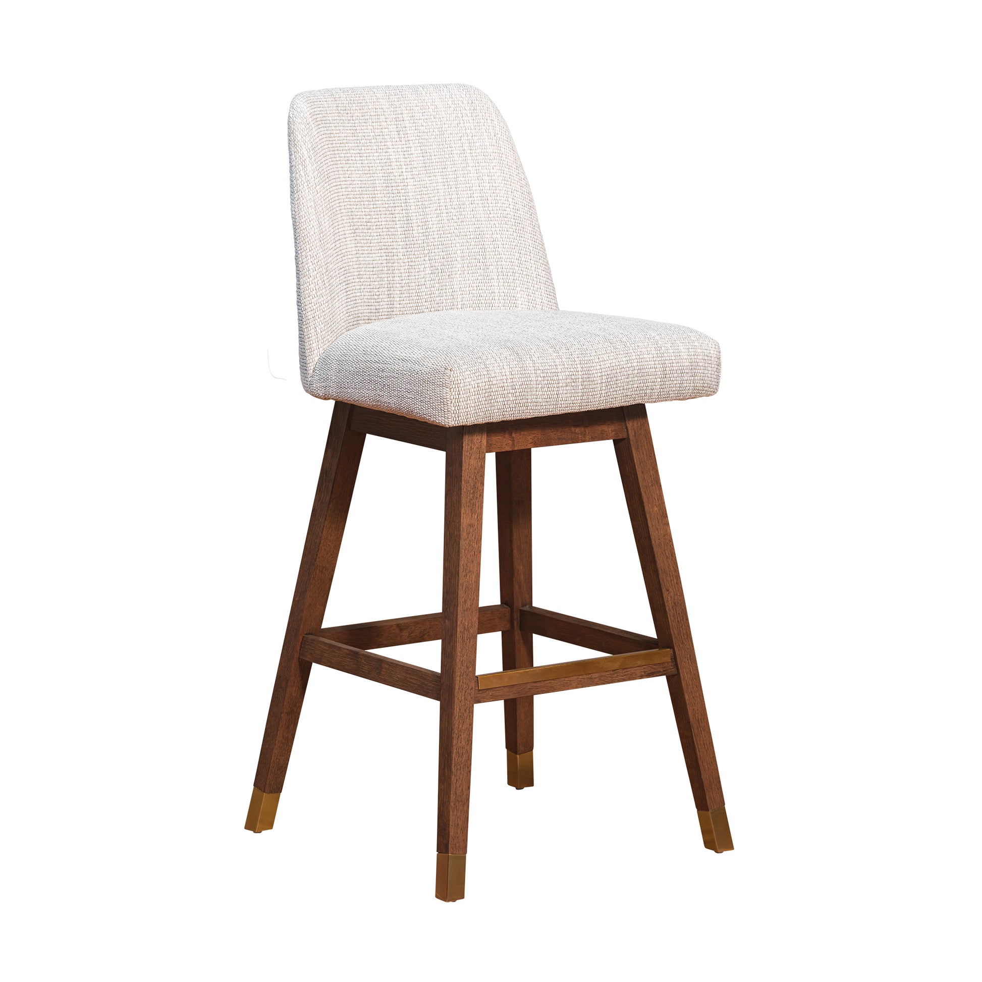 Amalie Swivel Bar Stool in Brown Oak Wood Finish with Beige Fabric By Armen Living | Bar Stools | Modishstore - 2