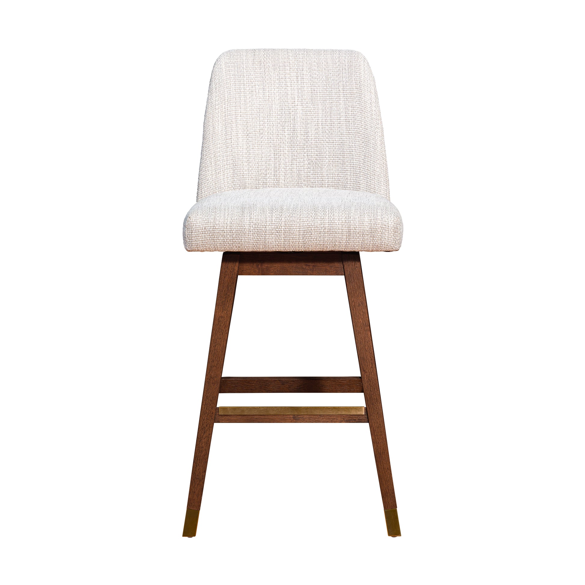 Amalie Swivel Bar Stool in Brown Oak Wood Finish with Beige Fabric By Armen Living | Bar Stools | Modishstore - 4