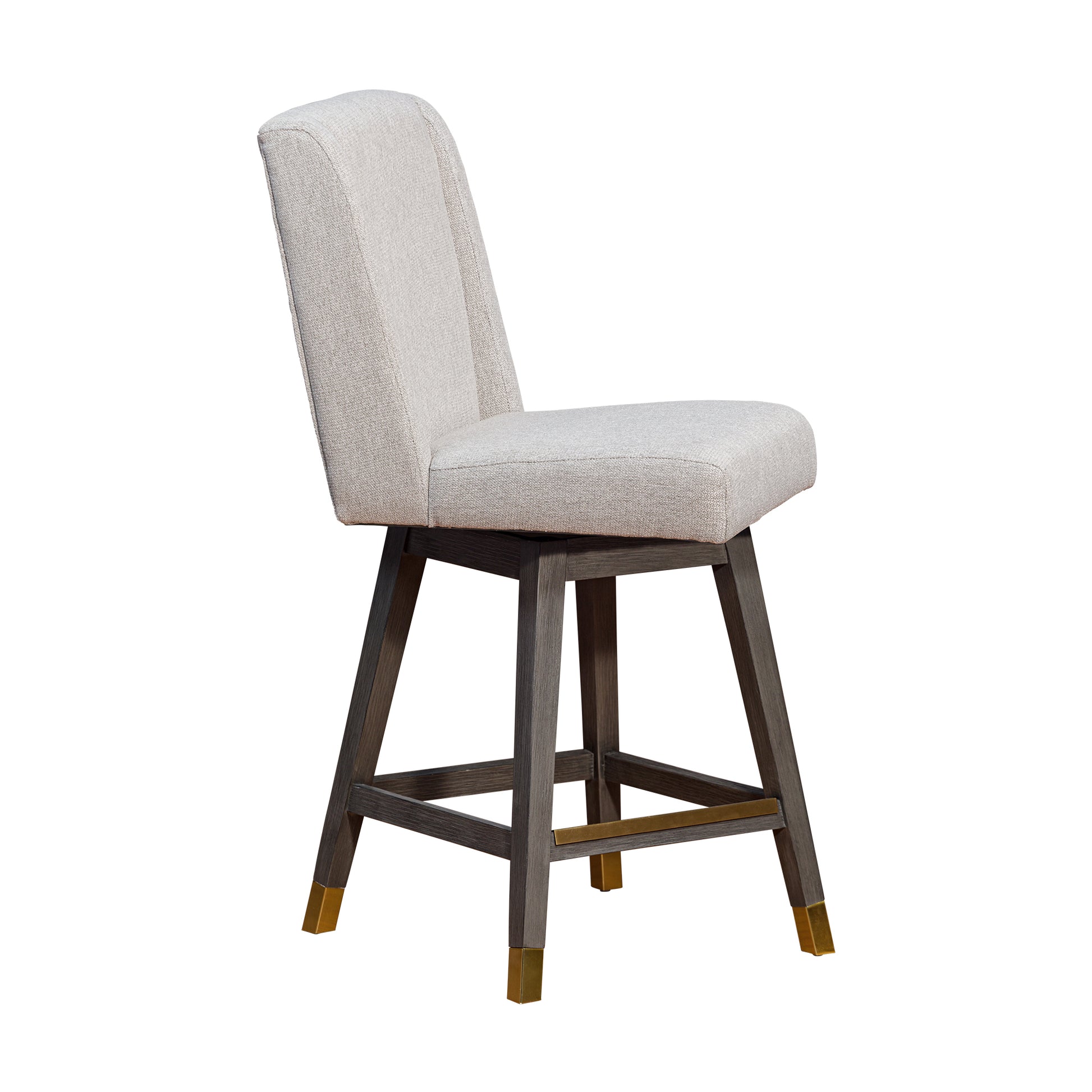Stancoste Swivel Counter Stool in Grey Oak Wood Finish with Taupe Fabric By Armen Living | Counter Stools | Modishstore - 3