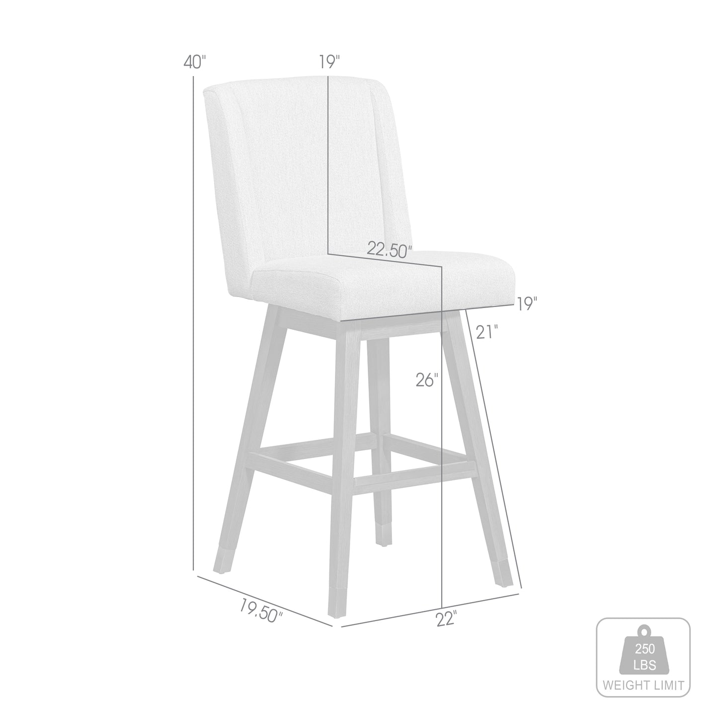 Stancoste Swivel Counter Stool in Grey Oak Wood Finish with Taupe Fabric By Armen Living | Counter Stools | Modishstore - 9