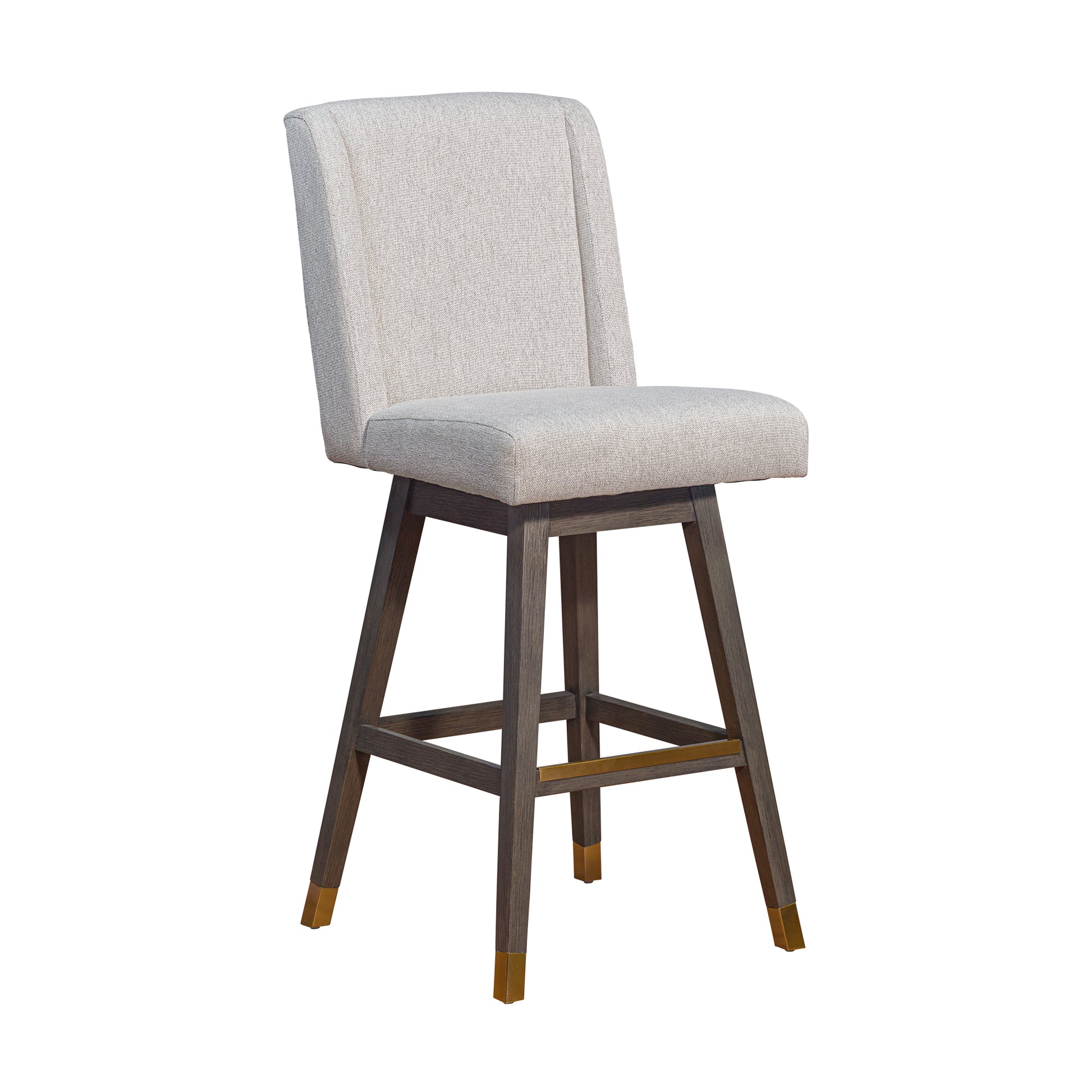 Stancoste Swivel Bar Stool in Grey Oak Wood Finish with Taupe Fabric By Armen Living | Bar Stools | Modishstore - 2