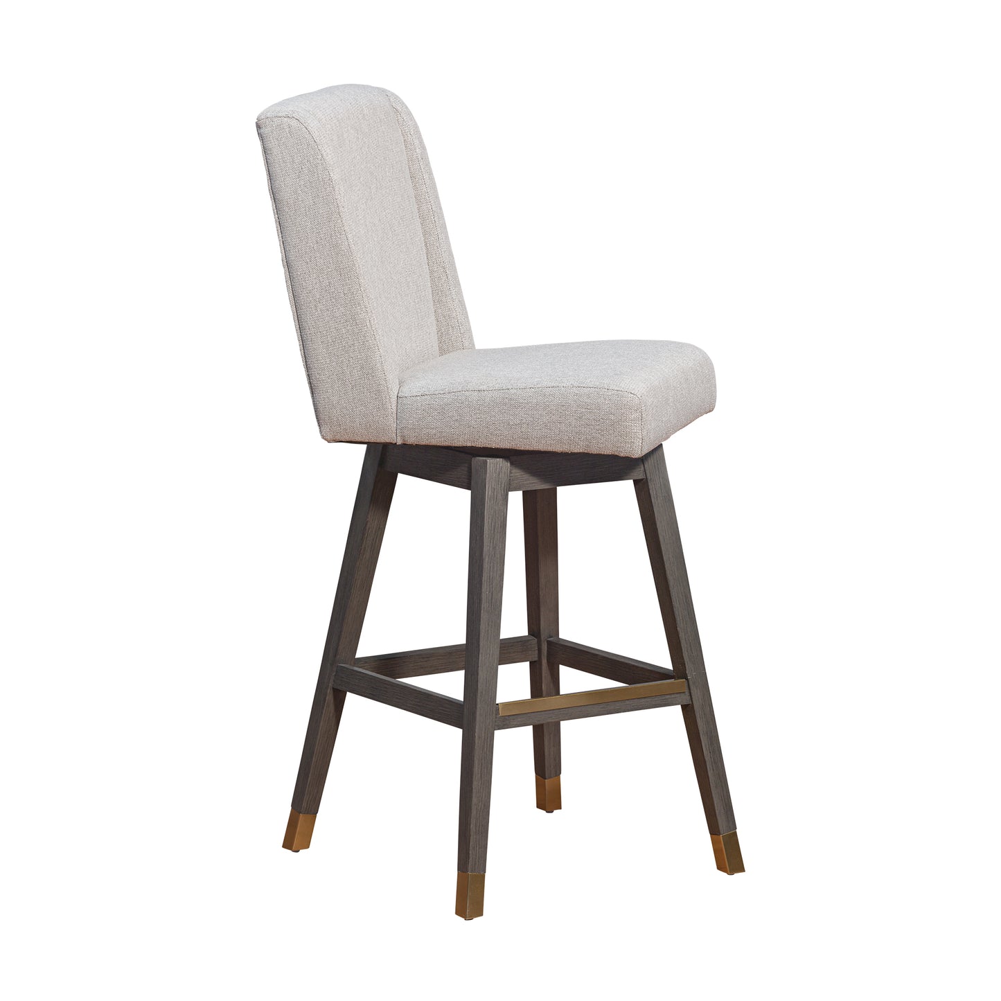 Stancoste Swivel Bar Stool in Grey Oak Wood Finish with Taupe Fabric By Armen Living | Bar Stools | Modishstore - 3
