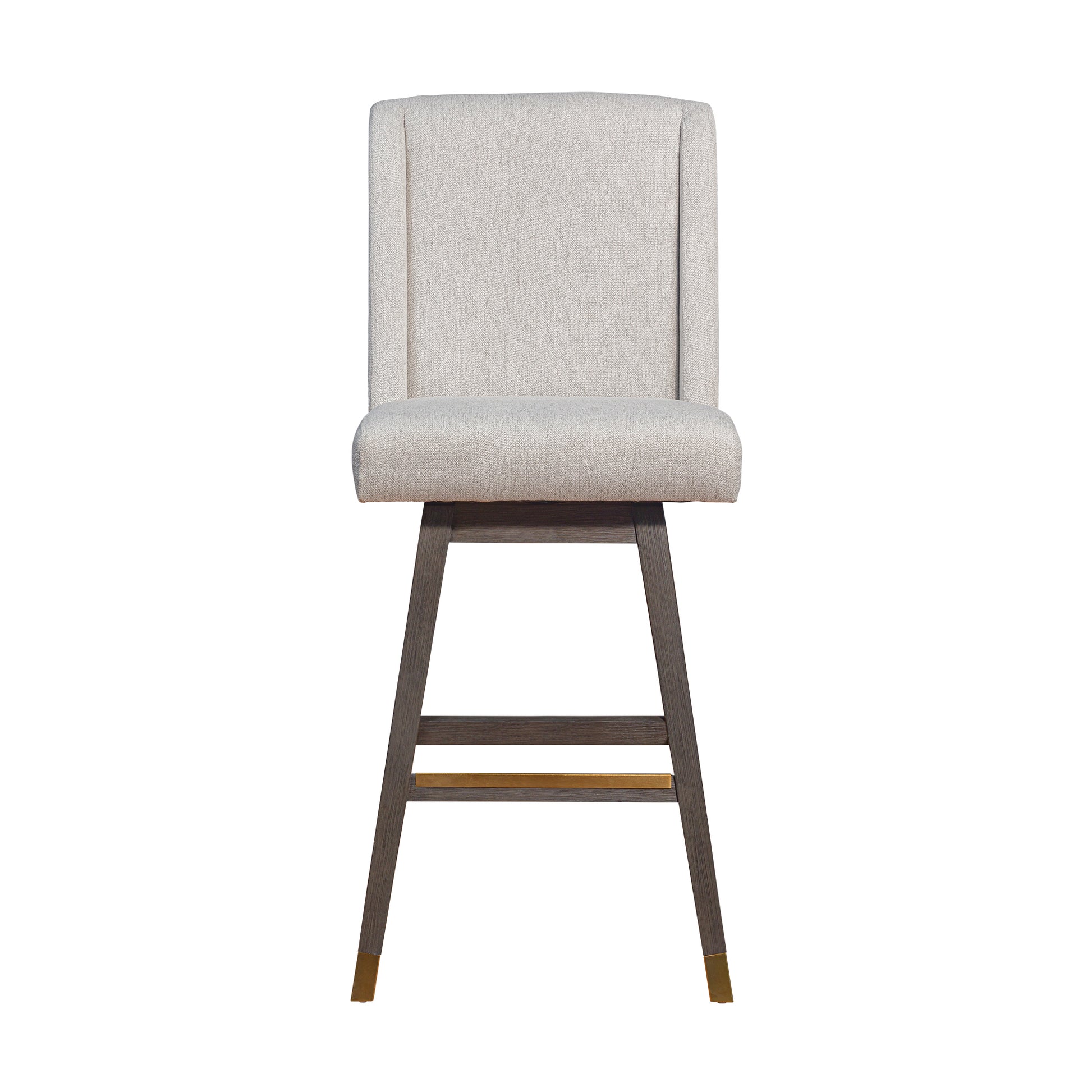 Stancoste Swivel Bar Stool in Grey Oak Wood Finish with Taupe Fabric By Armen Living | Bar Stools | Modishstore - 4