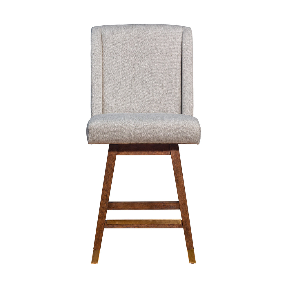 Stancoste Swivel Counter Stool in Brown Oak Wood Finish with Taupe Fabric By Armen Living | Counter Stools | Modishstore - 4