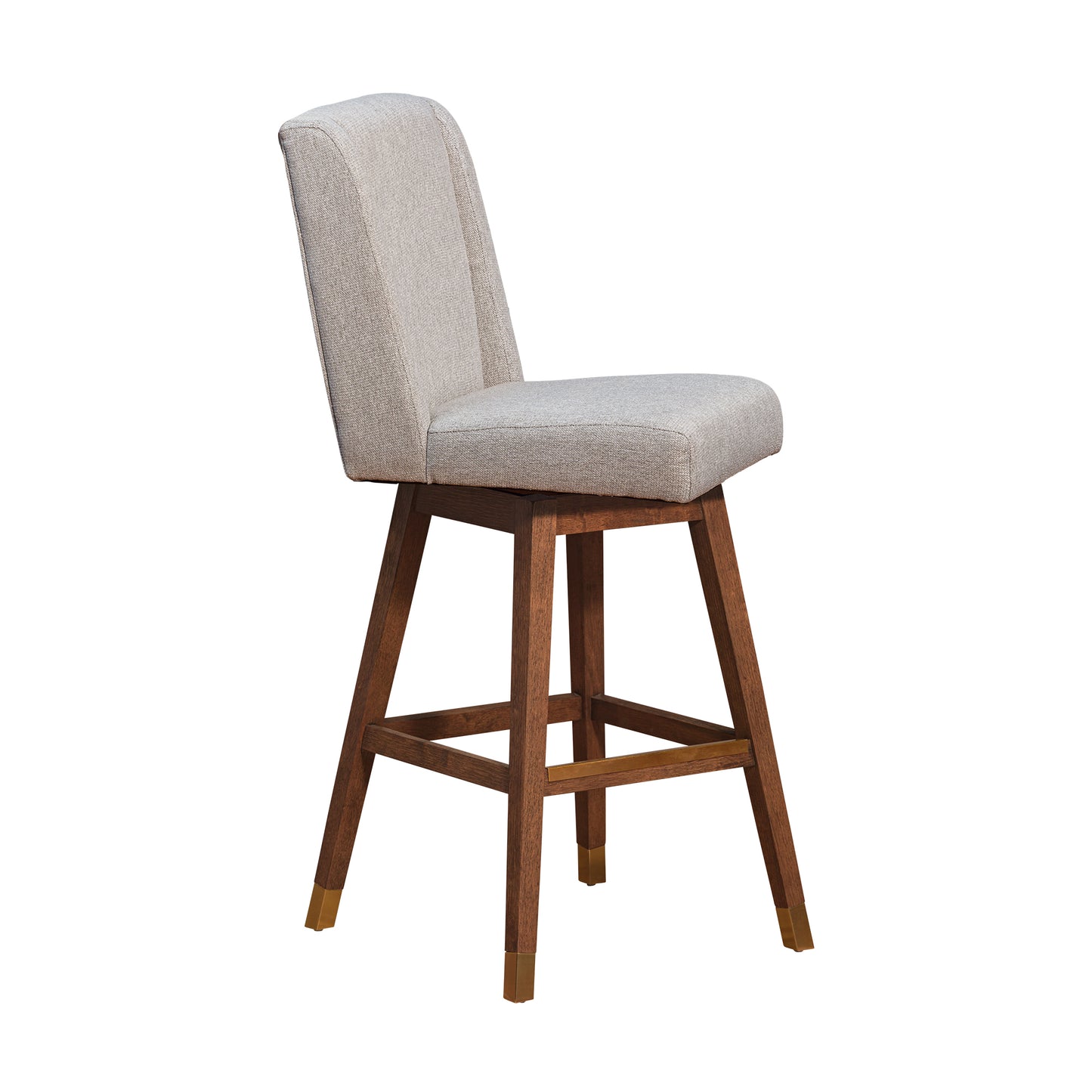 Stancoste Swivel Bar Stool in Brown Oak Wood Finish with Taupe Fabric By Armen Living | Bar Stools | Modishstore - 3