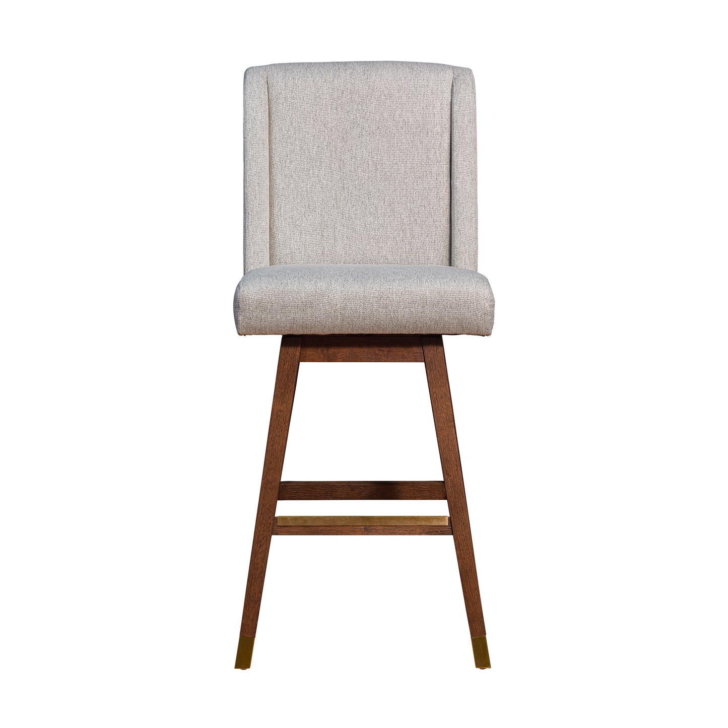 Stancoste Swivel Bar Stool in Brown Oak Wood Finish with Taupe Fabric By Armen Living | Bar Stools | Modishstore - 4
