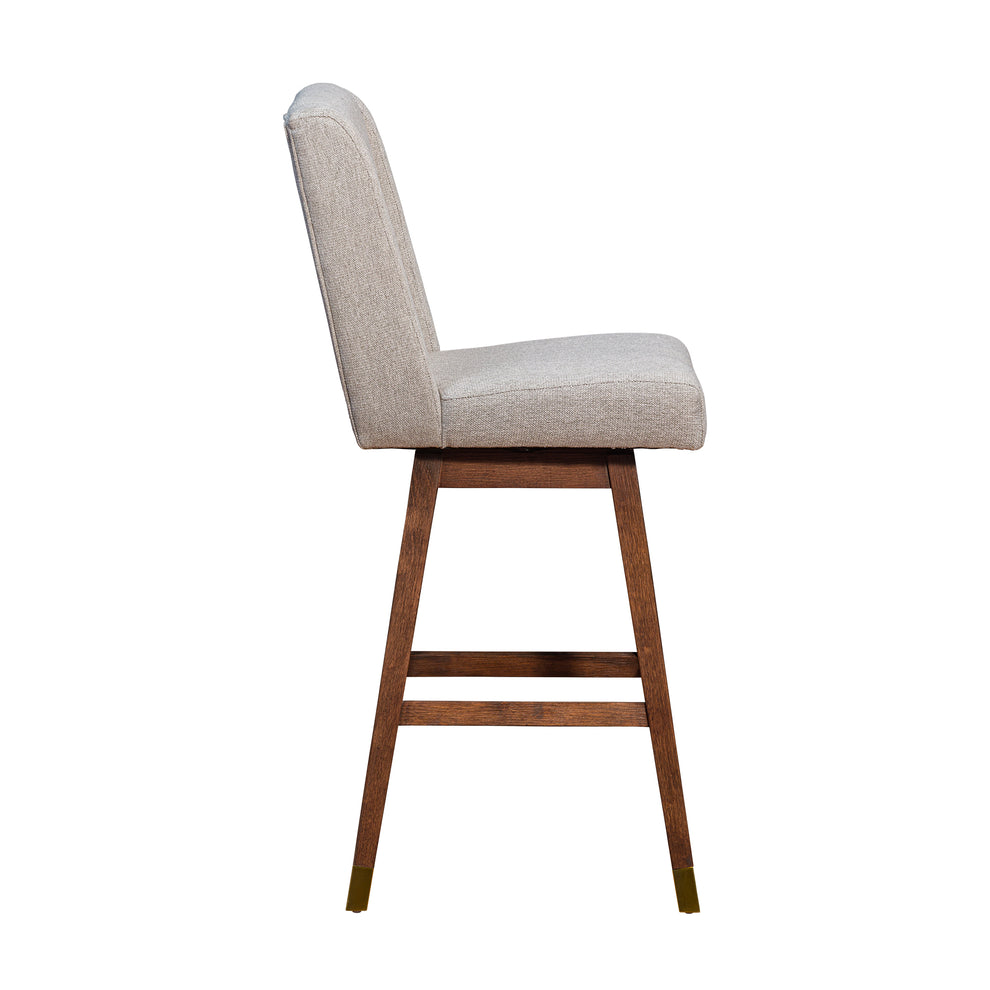 Stancoste Swivel Bar Stool in Brown Oak Wood Finish with Taupe Fabric By Armen Living | Bar Stools | Modishstore - 5