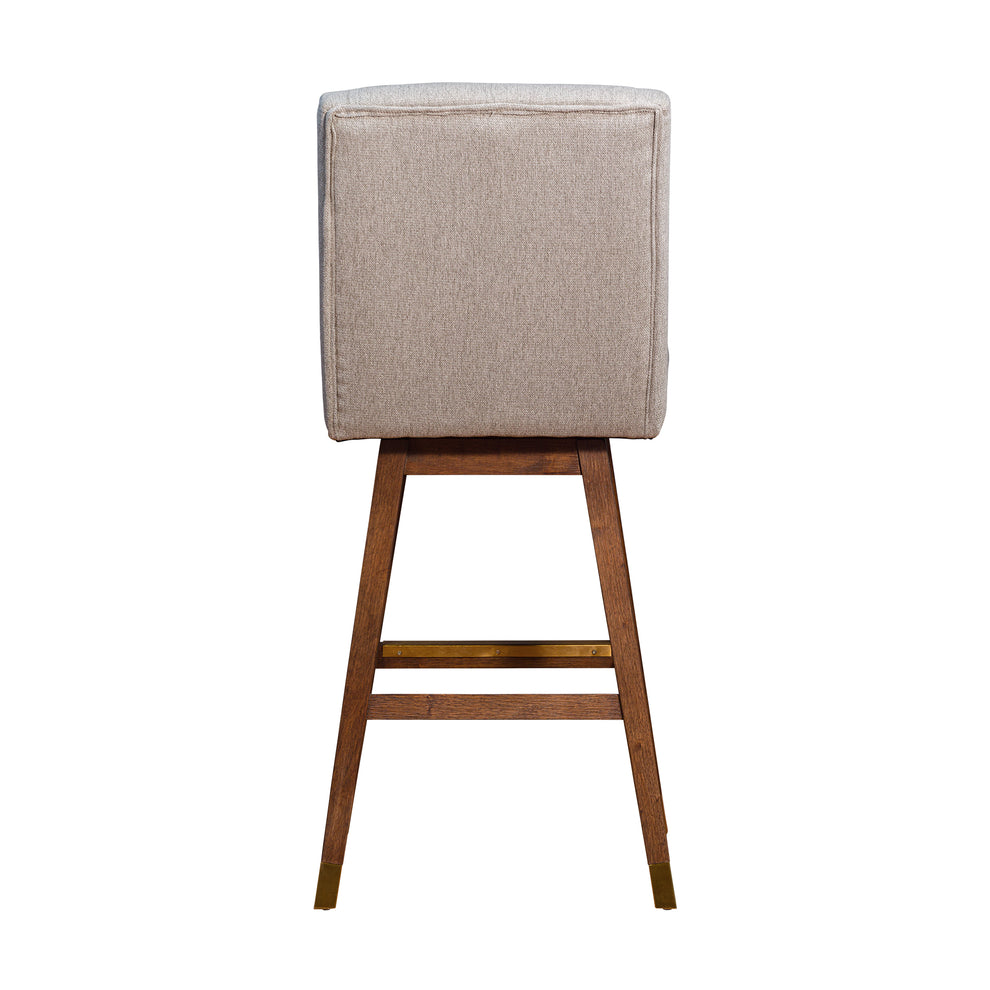 Stancoste Swivel Bar Stool in Brown Oak Wood Finish with Taupe Fabric By Armen Living | Bar Stools | Modishstore - 6