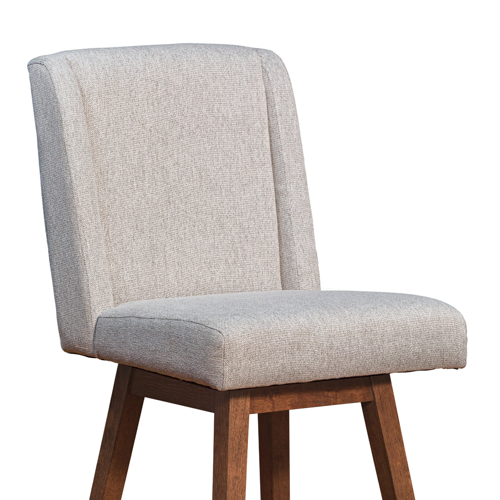 Stancoste Swivel Bar Stool in Brown Oak Wood Finish with Taupe Fabric By Armen Living | Bar Stools | Modishstore - 7