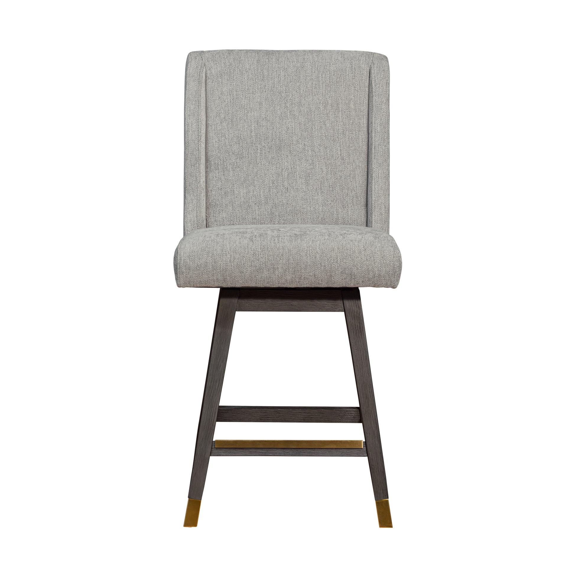 Stancoste Swivel Counter Stool in Grey Oak Wood Finish with Mocha Fabric By Armen Living | Counter Stools | Modishstore - 4