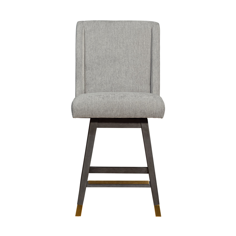 Stancoste Swivel Counter Stool in Grey Oak Wood Finish with Mocha Fabric By Armen Living | Counter Stools | Modishstore - 4
