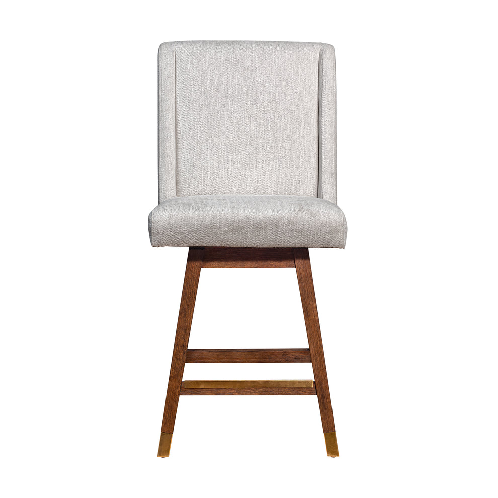 Stancoste Swivel Counter Stool in Brown Oak Wood Finish with Beige Fabric By Armen Living | Counter Stools | Modishstore - 4