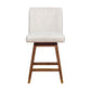 Basila Swivel Counter Stool in Brown Oak Wood Finish with Beige Fabric By Armen Living | Counter Stools | Modishstore - 4