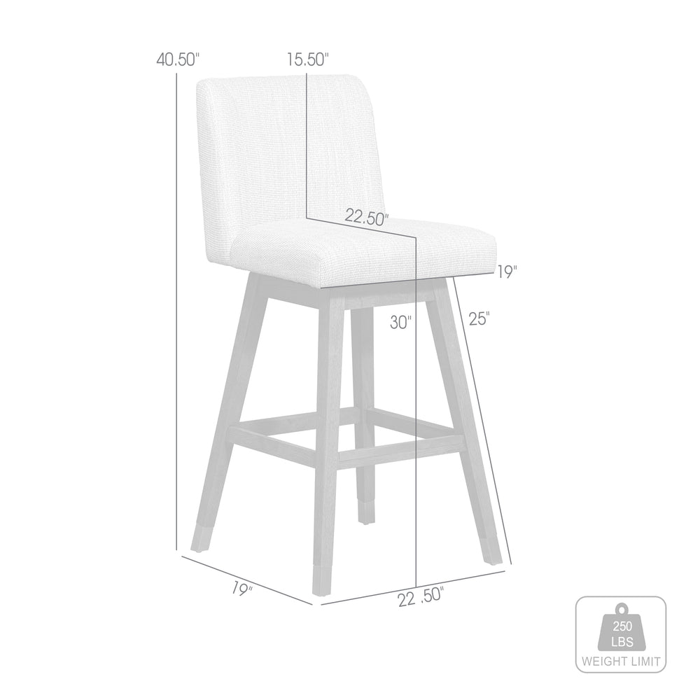 Basila Swivel Bar Stool in Brown Oak Wood Finish with Beige Fabric By Armen Living | Bar Stools | Modishstore - 9