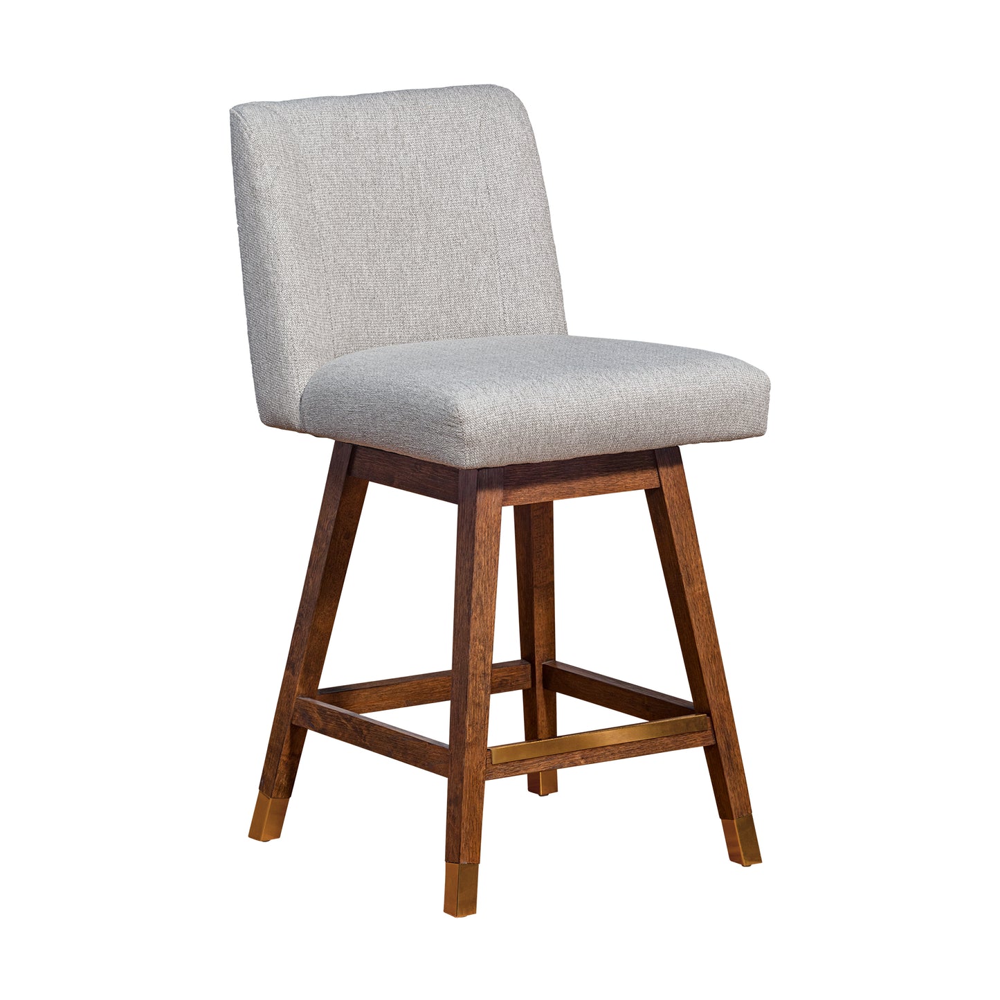 Basila Swivel Counter Stool in Brown Oak Wood Finish with Taupe Fabric By Armen Living | Counter Stools | Modishstore - 2