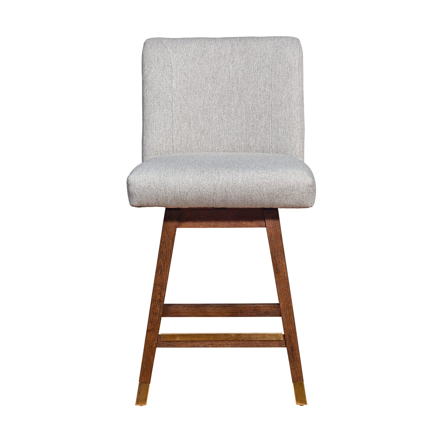 Basila Swivel Counter Stool in Brown Oak Wood Finish with Taupe Fabric By Armen Living | Counter Stools | Modishstore - 4
