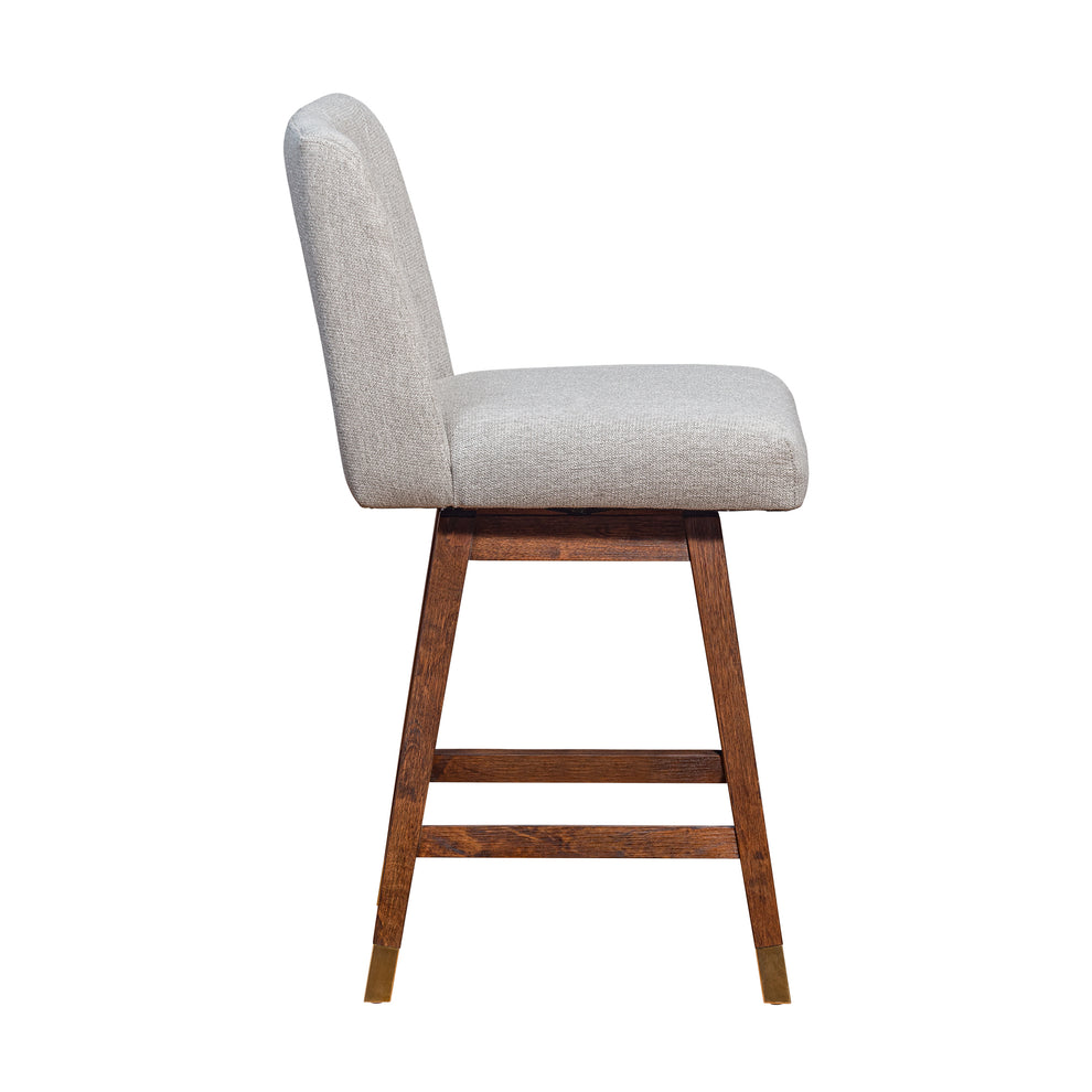 Basila Swivel Counter Stool in Brown Oak Wood Finish with Taupe Fabric By Armen Living | Counter Stools | Modishstore - 5