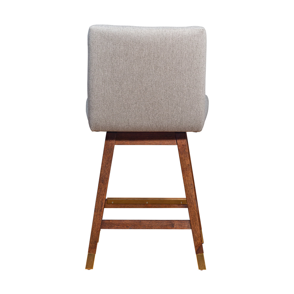 Basila Swivel Counter Stool in Brown Oak Wood Finish with Taupe Fabric By Armen Living | Counter Stools | Modishstore - 6