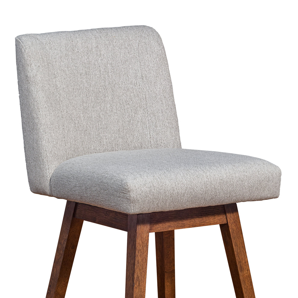 Basila Swivel Counter Stool in Brown Oak Wood Finish with Taupe Fabric By Armen Living | Counter Stools | Modishstore - 7