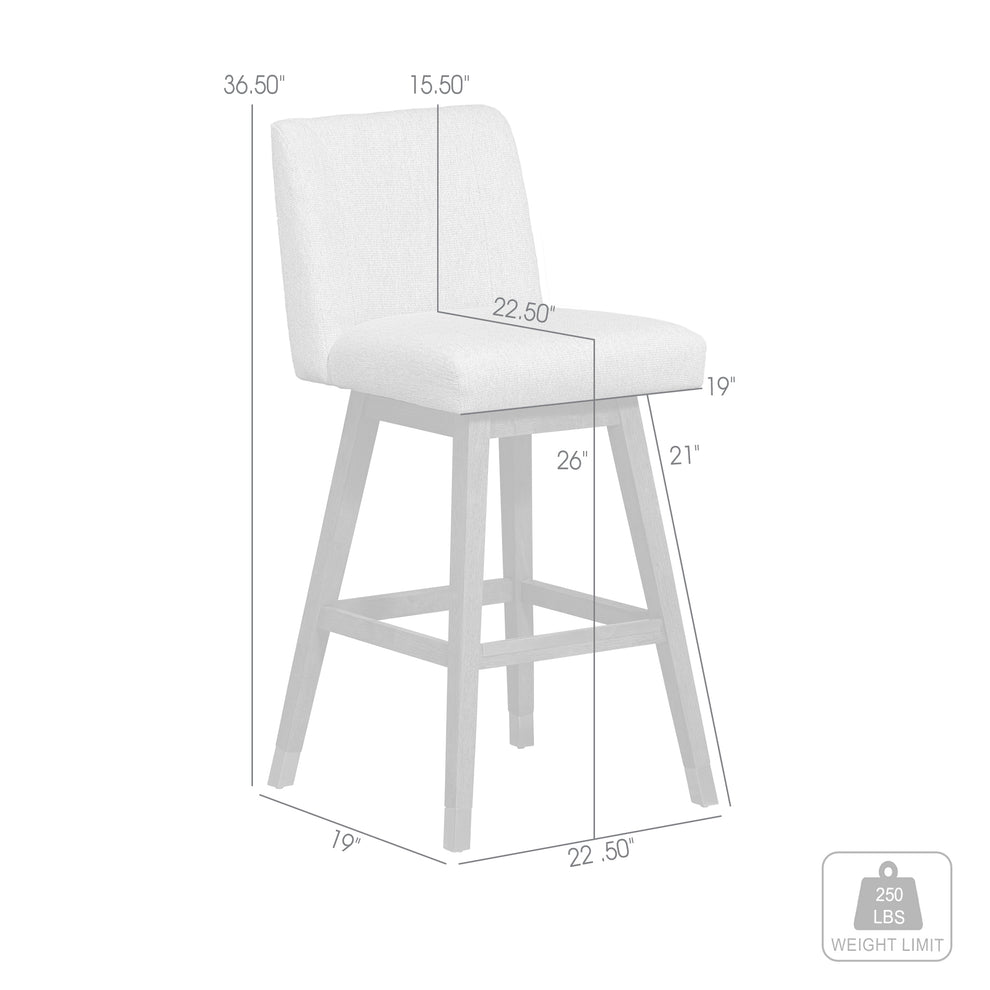Basila Swivel Counter Stool in Brown Oak Wood Finish with Taupe Fabric By Armen Living | Counter Stools | Modishstore - 9